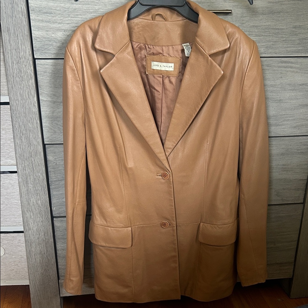 Lord & Taylor Tan Leather Blazer